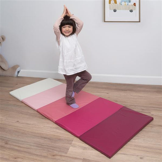 2er Set Klappbare Turnmatte | ca. 185 x 76  x 3,2 cm | Tragbare und faltbare Kinder Weichbodenmatte, auch ideal als Gymnastikmatte – Fitnessmatte – Yogamatte - Spielmatte für Kinderzimmer und zuhause (1x blau / 1x pink)