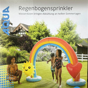 Regenbogensprinkler, ca. 240 x 72 x 160 cm, Wasser Sprinkler und Wasserspielzeug für den heimischen Garten, Wasserspaß für zuhause