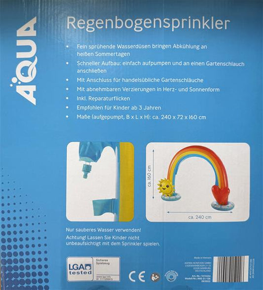 Regenbogensprinkler, ca. 240 x 72 x 160 cm, Wasser Sprinkler und Wasserspielzeug für den heimischen Garten, Wasserspaß für zuhause