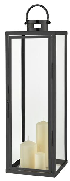 XXL Metall Bodenlaterne mit Echtglasscheiben, Höhe: 70cm (schwarz, Flachdach)