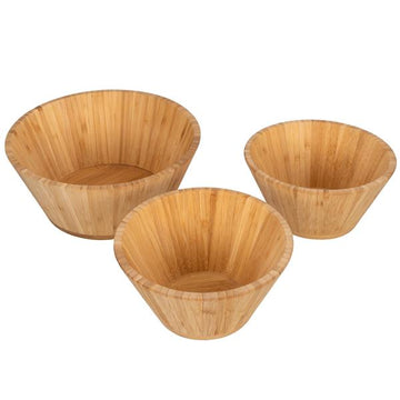 3er Set Bambus-Schale, ideal zur Aufbewahrung von trockenen Lebensmitteln, als Obstkorb oder für Accessoires, ca. Ø 18 und 24 cm