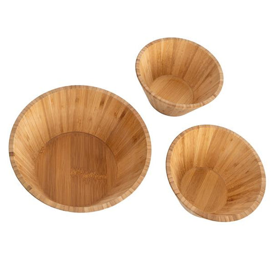 3er Set Bambus-Schale, ideal zur Aufbewahrung von trockenen Lebensmitteln, als Obstkorb oder für Accessoires, ca. Ø 18 und 24 cm