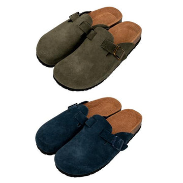 Herren Pantolette | bequeme Hausschuhe | Obermaterial der Clogs aus Echtleder | mit Fußbett