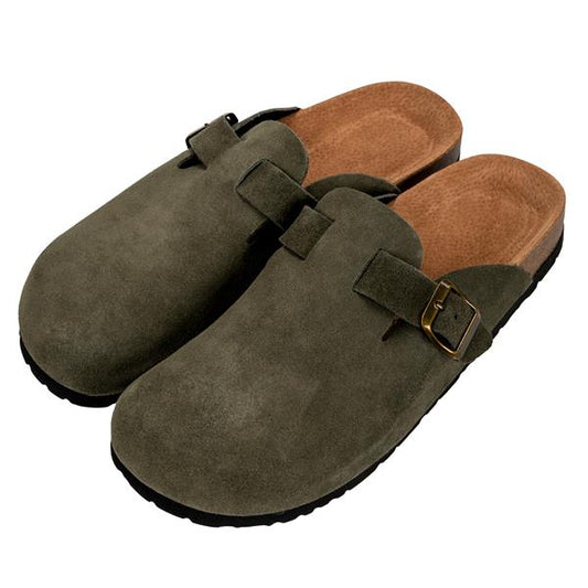 Herren Pantolette | bequeme Hausschuhe | Obermaterial der Clogs aus Echtleder | mit Fußbett