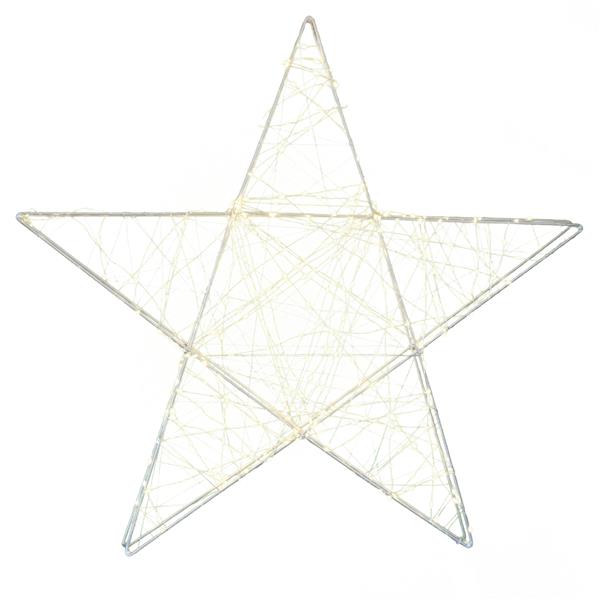 LED Stern aus Metall, ca. 50 x 50 x 5 cm, Deko-Leuchte mit 120 LED beleuchtet, moderner Weihnachtsstern zum Hinstellen für den Innenbereich, batteriebetrieben