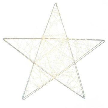 LED Stern aus Metall, ca. 50 x 50 x 5 cm, Deko-Leuchte mit 120 LED beleuchtet, moderner Weihnachtsstern zum Hinstellen für den Innenbereich, batteriebetrieben
