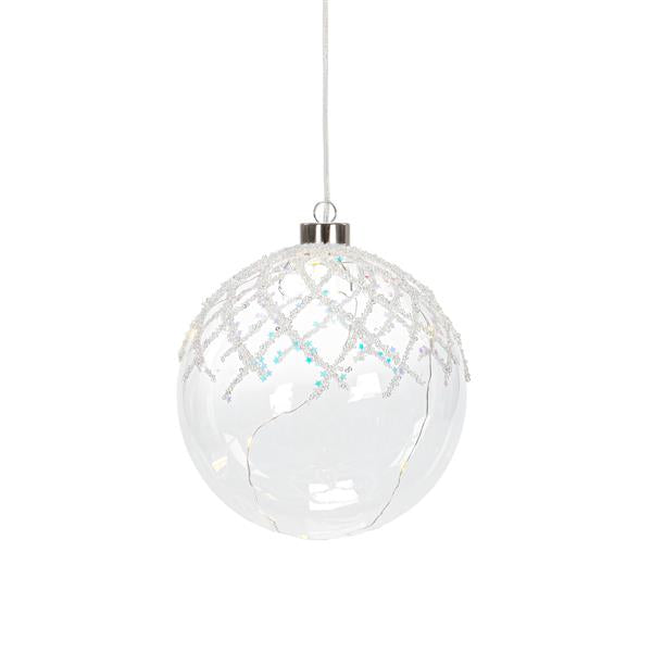 LED Deko Kugel ca. Ø 15 cm aus Glas mit Draht-Lichterkette als Beleuchtung zum Hängen | ideal zu Weihnachten | batteriebetrieben | verschiedene Modelle (Modell 2)