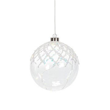 LED Deko Kugel ca. Ø 15 cm aus Glas mit Draht-Lichterkette als Beleuchtung zum Hängen | ideal zu Weihnachten | batteriebetrieben | verschiedene Modelle (Modell 2)