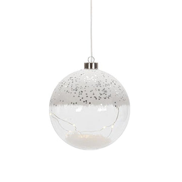 LED Deko Kugel ca. Ø 15 cm aus Glas mit Draht-Lichterkette als Beleuchtung zum Hängen | ideal zu Weihnachten | batteriebetrieben | verschiedene Modelle (Modell 1)