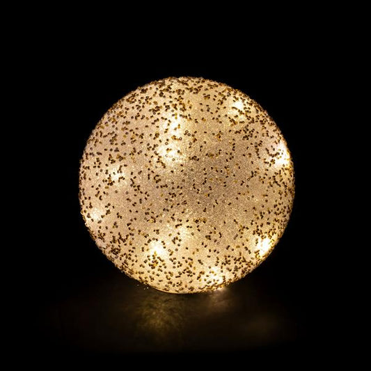 LED Deko Kugel ca. Ø 18 cm aus Glas mit Draht-Lichterkette als Beleuchtung zum Hinstellen | ideal zu Weihnachten | batteriebetrieben  (Modell 3)