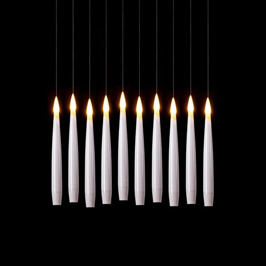 10 Stück schwebende Kerzen mit Zauberstab als Fernbedienung | ca. 15,5 cm flammenlose Stabkerze | inkl. Batterien | magische Halloween Deko & Weihnachtsdeko