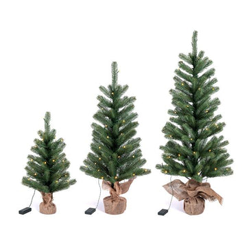 Künstlicher Tannenbaum in Nordmanntannen-Optik  mit naturgetreuen PE-Nadeln, mit oder ohne Lichterkette, mit Jute Sack um den Topf, ideal als Tisch-Weihnachtsbaum