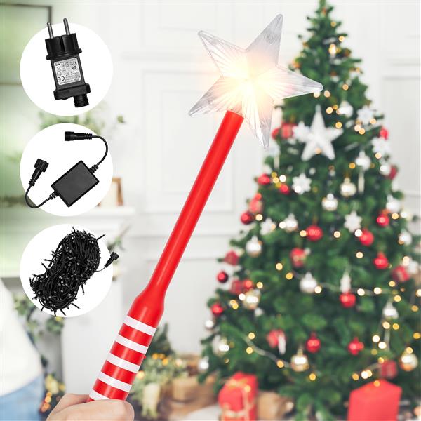 Lichterkette mit 300 LED, 8 Leuchtmodi und Zauberstab Fernbedienung | ca. 30 Meter + 5 Meter Zuleitung | warm-weiß beleuchtet | Weihnachtsbeleuchtung für den Innenbereich