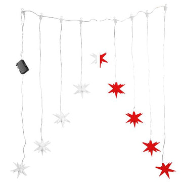 LED Lichterkette mit 9 3D Sternen als Lichtervorhang, ca. 160 x 120 cm, batteriebetrieben, weihnachtlicher Sternenvorhang für innen