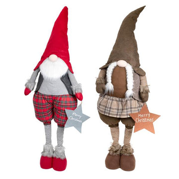XXL 160 cm Weihnachtwichtel mit Mütze und Bart, Wichtel auf Filz und Stoff, Zwerg mit Teleskopbeinen