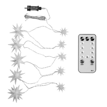 LED Sternen-Lichterkette | leuchtet warm-weiß oder bunt | Fernbedienung | Lichtmodi + dimmbar | 5 große & 5 kleine Sterne