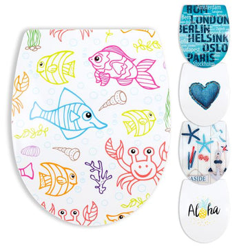 SITZPLATZ® Thermoplast WC-Sitz mit Absenkautomatik, Deckel abnehmbar, TopFix Befestigung von oben, universale O Form Toilettendeckel