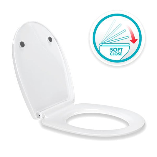 SITZPLATZ® Thermoplast WC-Sitz mit Absenkautomatik, Deckel abnehmbar, TopFix Befestigung von oben, universale O Form Toilettendeckel