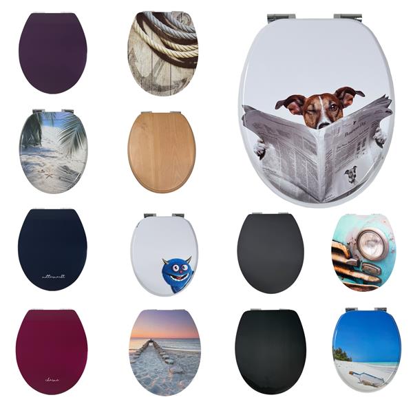 SITZPLATZ®  Holzkern WC-Sitz mit Absenkautomatik,  Fast-Fix Schnellbefestigung, Standard O Form universal, Metallscharnier, Toilettendeckel