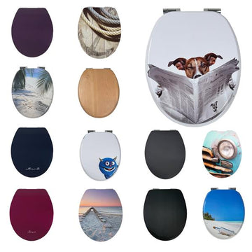 SITZPLATZ®  Holzkern WC-Sitz mit Absenkautomatik,  Fast-Fix Schnellbefestigung, Standard O Form universal, Metallscharnier, Toilettendeckel