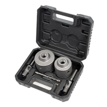 Ferrex® Bohrkronen Set | 6-teilig | Ø 68 + 82 mm, 50 cm Schnitttiefe | SDS-Plus und Sechkantaufnahme | inkl. 2 Zentrierbohrer | Lochbohrer für Mauerwerk, Leichtbeton etc.