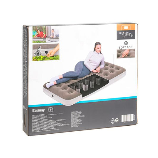 Bestway® Twin Airbed | Luftbett | ca. 191 x 99 x 22 cm | grau | Schnellverschlussventil | max. 150 kg | beflockte Liegefläche | fu?r den Einsatz im Innen- und Außenbereich