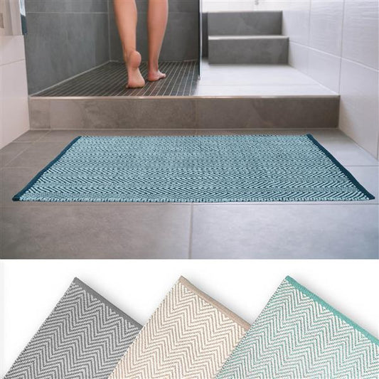 Badematte Spa, ca. 60 x 100 cm, robust und waschbar, rutschfest, 100% Baumwolle, moderner Bad Teppich, ideal zum Vorlegen an Dusche und Badewanne