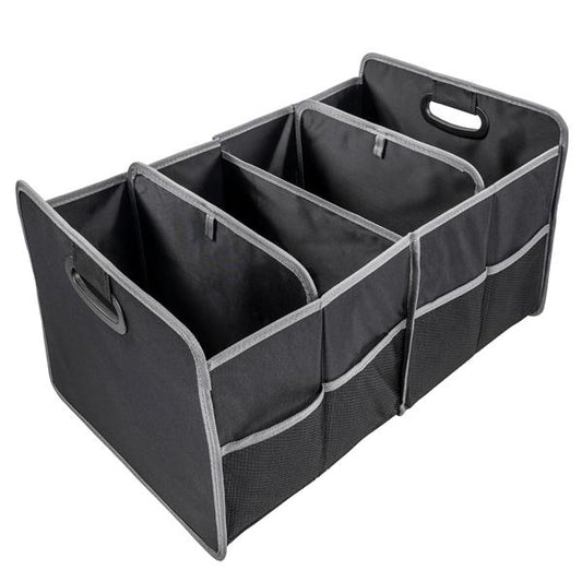 Kofferraum Organizer faltbar, stabile Kofferraumtasche, schwarz, ca. 55x30x33,5 cm, max. mit 9 kg belastbar, Faltbox, endlich Ordnung im Auto
