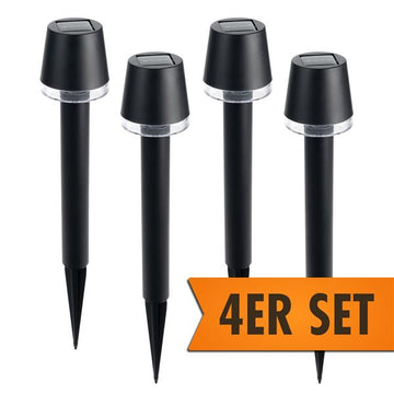 4 Stück Solar Gartenleuchte im modernen Look, ideal als Dekoleuchte oder Wegeleuchte, warm-weiß beleuchtet, kabellos, 46 cm hoch