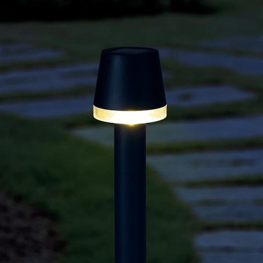 4 Stück Solar Gartenleuchte im modernen Look, ideal als Dekoleuchte oder Wegeleuchte, warm-weiß beleuchtet, kabellos, 46 cm hoch