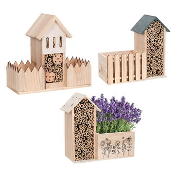2-in-1 Insektenhotel mit Blumenfach | aus Naturholz | liebevoll gestaltet | zum Hängen | ca. 28 x 26 x 12,5 cm