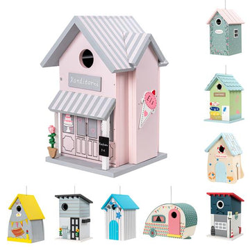 Vogelhaus aus Holz | farbenfrohe Vogelvilla für Garten und Balkon | Nistkasten für heimische Vögel | zum Hängen