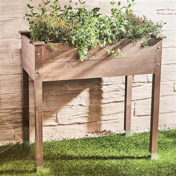 Hochbeet aus Massivholz, ca. 87 x 46 x 81 cm, 60 L Füllinhalt, Pflanzkasten / Kräuterbeet für Balkon, Garten & Terrasse aus Holz (grau-braun)