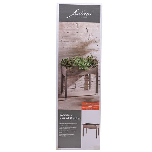 Hochbeet aus Massivholz, ca. 87 x 46 x 81 cm, 60 L Füllinhalt, Pflanzkasten / Kräuterbeet für Balkon, Garten & Terrasse aus Holz (grau-braun)