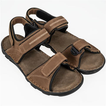 Sandalen für Herren | Sohle mit Leder bezogen | robuste Trekkingsandalen – idealer Sommerschuh, braun