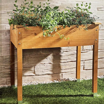 Hochbeet aus Massivholz, ca. 87 x 46 x 81 cm, 60 L Füllinhalt, Pflanzkasten / Kräuterbeet für Balkon, Garten & Terrasse aus Holz (braun)