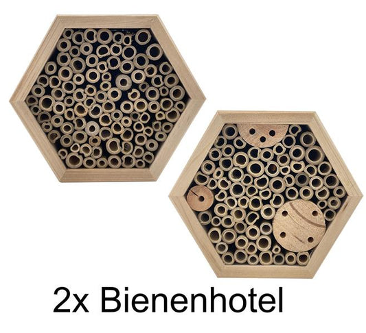 4er Set Insektenhotel aus Naturholz gefertigt (Set aus Bienenhotels, Schmetterlingshotel, Marienkäferhotel)