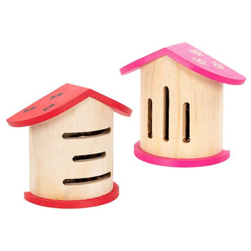 4er Set Insektenhotel aus Naturholz gefertigt (Set aus Bienenhotels, Schmetterlingshotel, Marienkäferhotel)