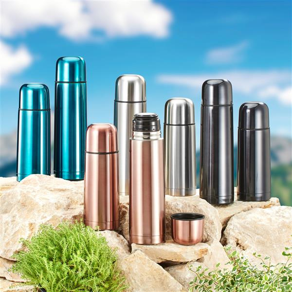 2er Set Edelstahl Isolierflache mit Trinkbecher und Schnellverschluss | 350 & 550 ml | doppelwandig