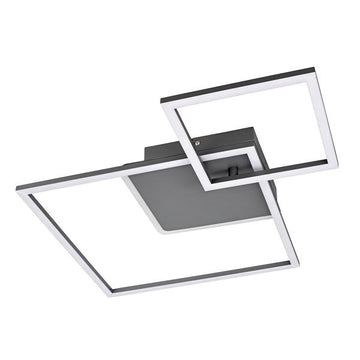 Deckenleuchte mit LED-Beleuchtung, schwenkbar, 2100 lm, 3000 K, modern im schlichten schwarz, LED fest integriert, ca. 52 x 41 x 6,5 cm