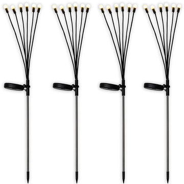 4er Set Solar Glühwürmchen-Zweige mit insgesamt 24 warm-weißen LED beleuchtet | moderne Solarleuchten für außen | ca. 72 cm hoch