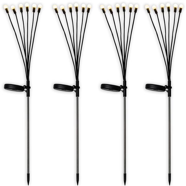 4er Set Solar Glühwürmchen-Zweige mit insgesamt 24 warm-weißen LED beleuchtet | moderne Solarleuchten für außen | ca. 72 cm hoch