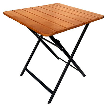 belavi® Alu-Klapptisch mit Tischplatte aus Eukalyptusholz | ca. 70 x 70 x 74 cm | zusammenklappbar | ideal für Garten, Balkon, Terrasse