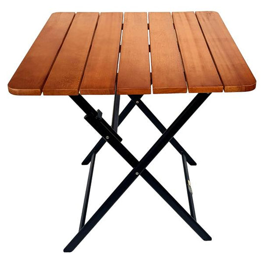 belavi® Alu-Klapptisch mit Tischplatte aus Eukalyptusholz | ca. 70 x 70 x 74 cm | zusammenklappbar | ideal für Garten, Balkon, Terrasse