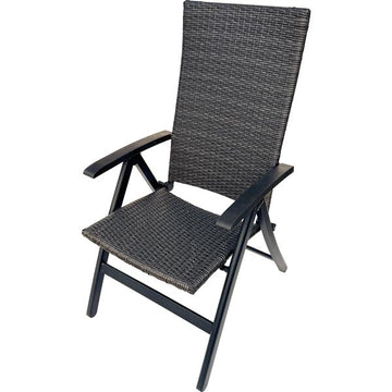 belavi® Geflecht Klappsessel mit Armlehnen in Holz-Optik | Alugestell | 5-fach verstellbare Rückenlehne | max. Benutzungsgewicht ca. 120 kg | Gartenstuhl in Rattan-Optik (grau)