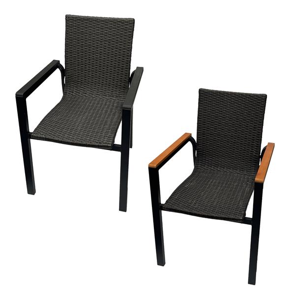 belavi® 2er Set Stapelstuhl Polyrattan, robust und stapelbar, moderner Geflecht Gartenstuhl für Balkon, Terrasse und Garten