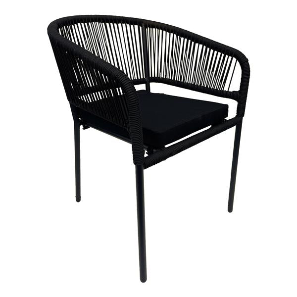 belavi® Stapelsessel im Rope-Design | inkl. Sitzkissen | moderner Lounge-Stuhl | ca. 57 x 59 x 76 cm | schwarz