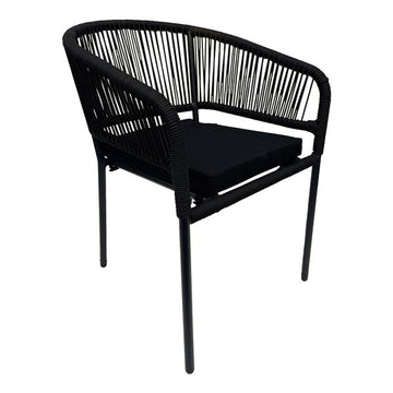 belavi® Stapelsessel im Rope-Design | inkl. Sitzkissen | moderner Lounge-Stuhl | ca. 57 x 59 x 76 cm | schwarz