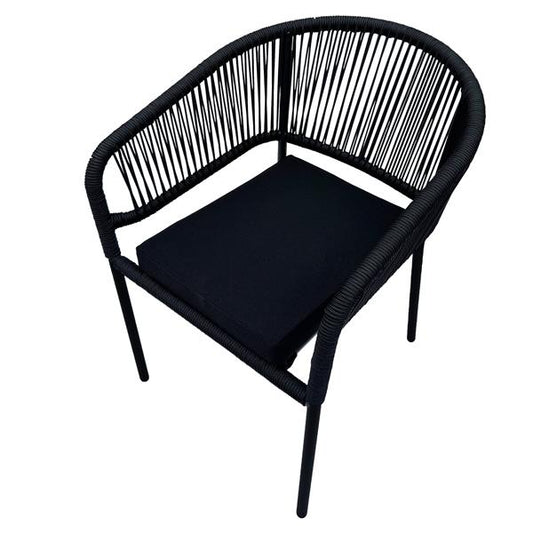 belavi® Stapelsessel im Rope-Design | inkl. Sitzkissen | moderner Lounge-Stuhl | ca. 57 x 59 x 76 cm | schwarz