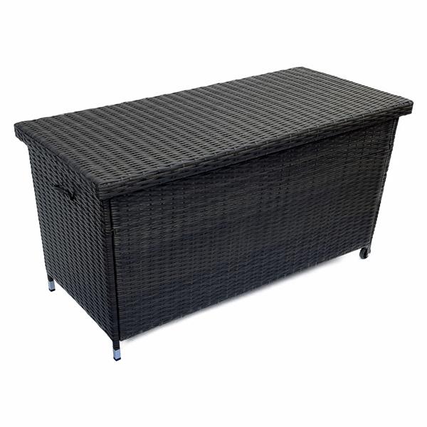 belavi® Polyrattan Auflagenbox ca. 121 x 60 x 56 cm | wasserdicht Kissenbox in Rattan-Optik | ca. 121 x 60 x 56 cm | ca. 270 Liter | Innenplane | Räder